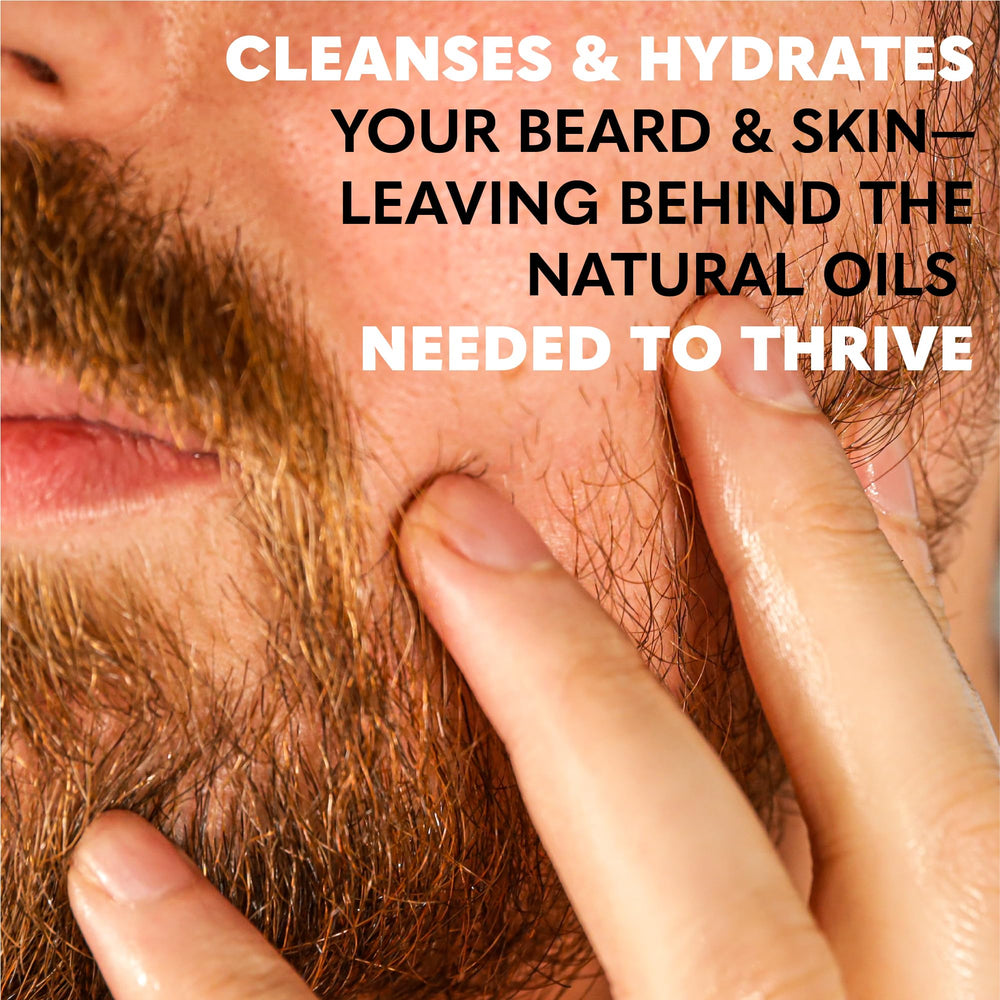 The Beard Club Citrus Beard & Face Wash packaging on a shelf suggests versatile daily use.