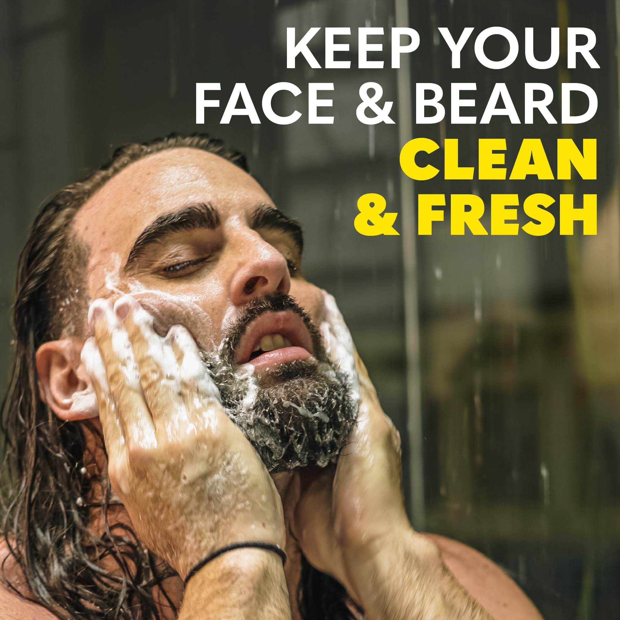 The Beard Club Citrus Beard & Face Wash pump demonstrates easy, mess-free grooming application.