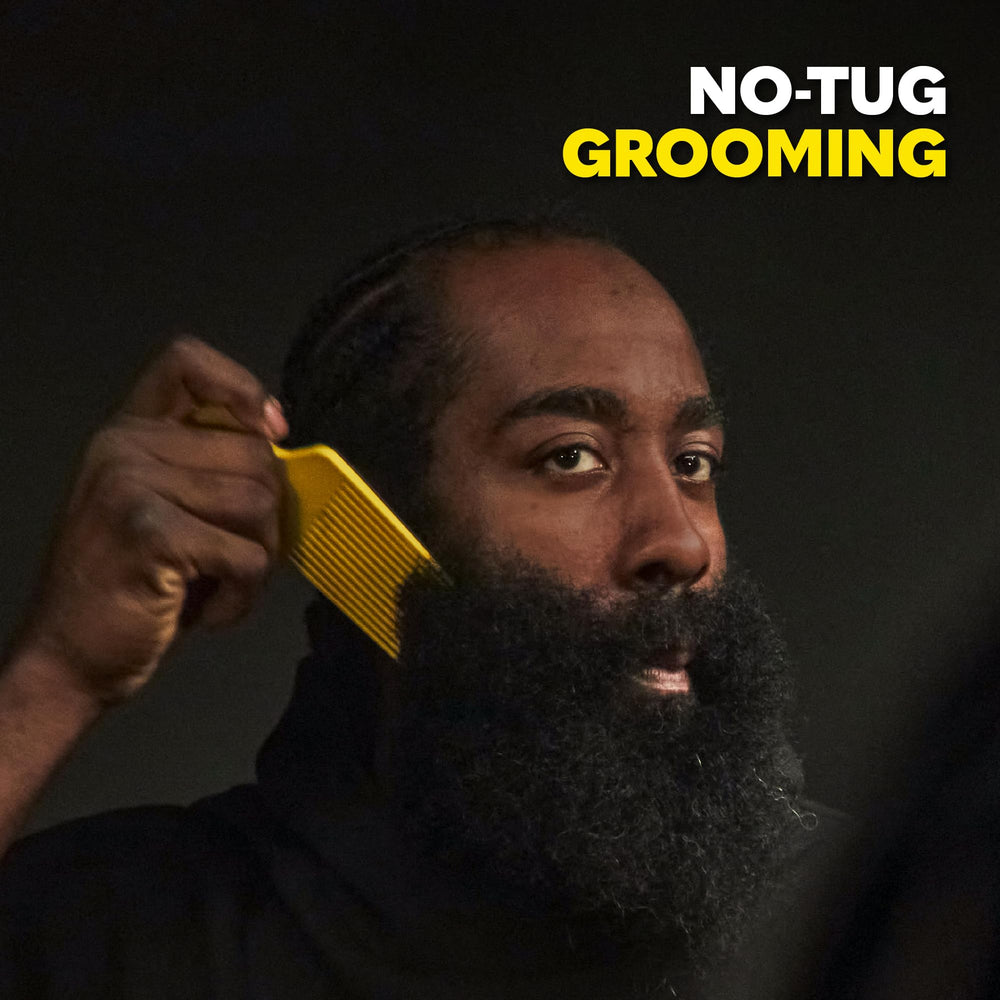 The Beard Club grooming tools shown together in a compact setup.