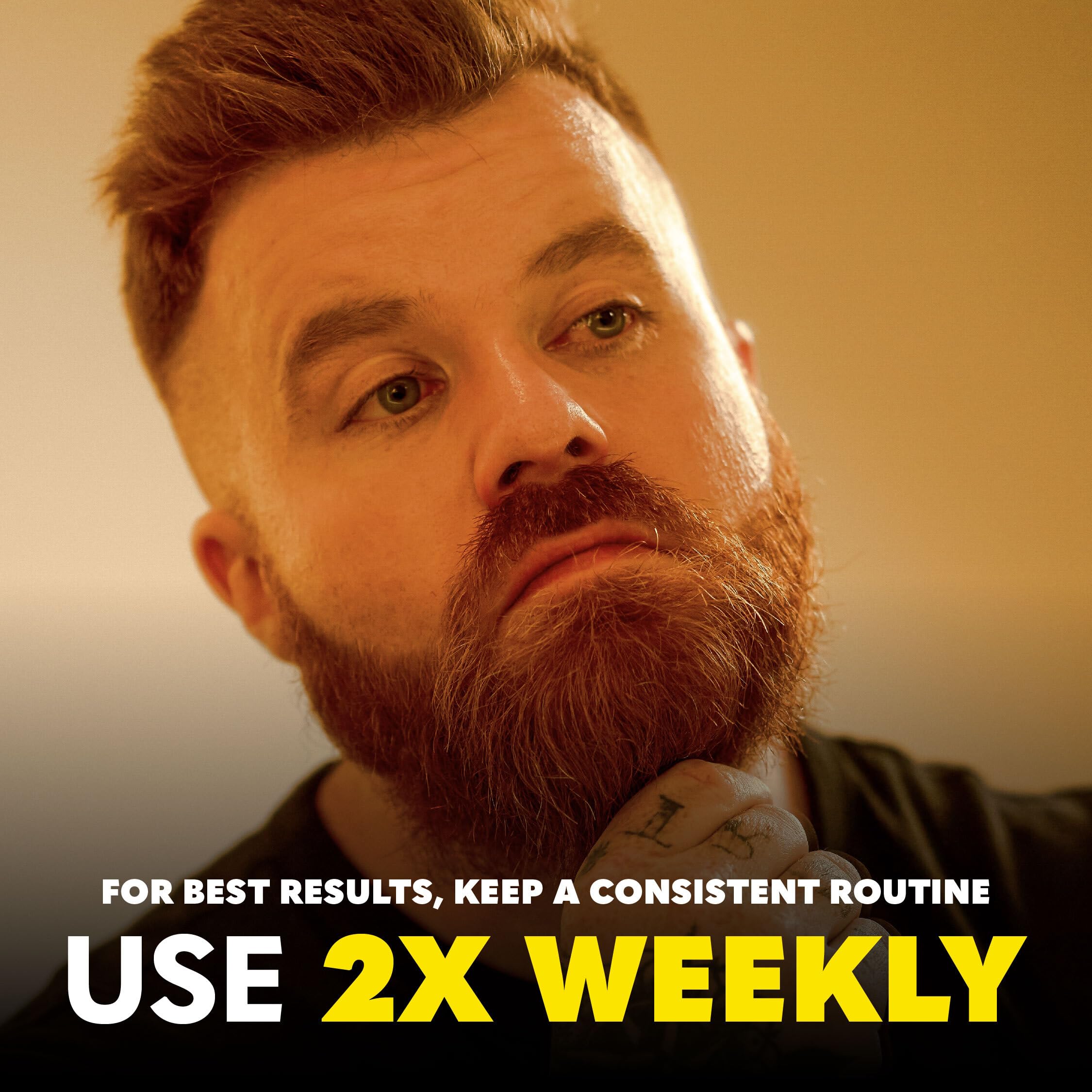 The Beard Club Premium Beard Growth Oil bottle shown in a grooming scene
