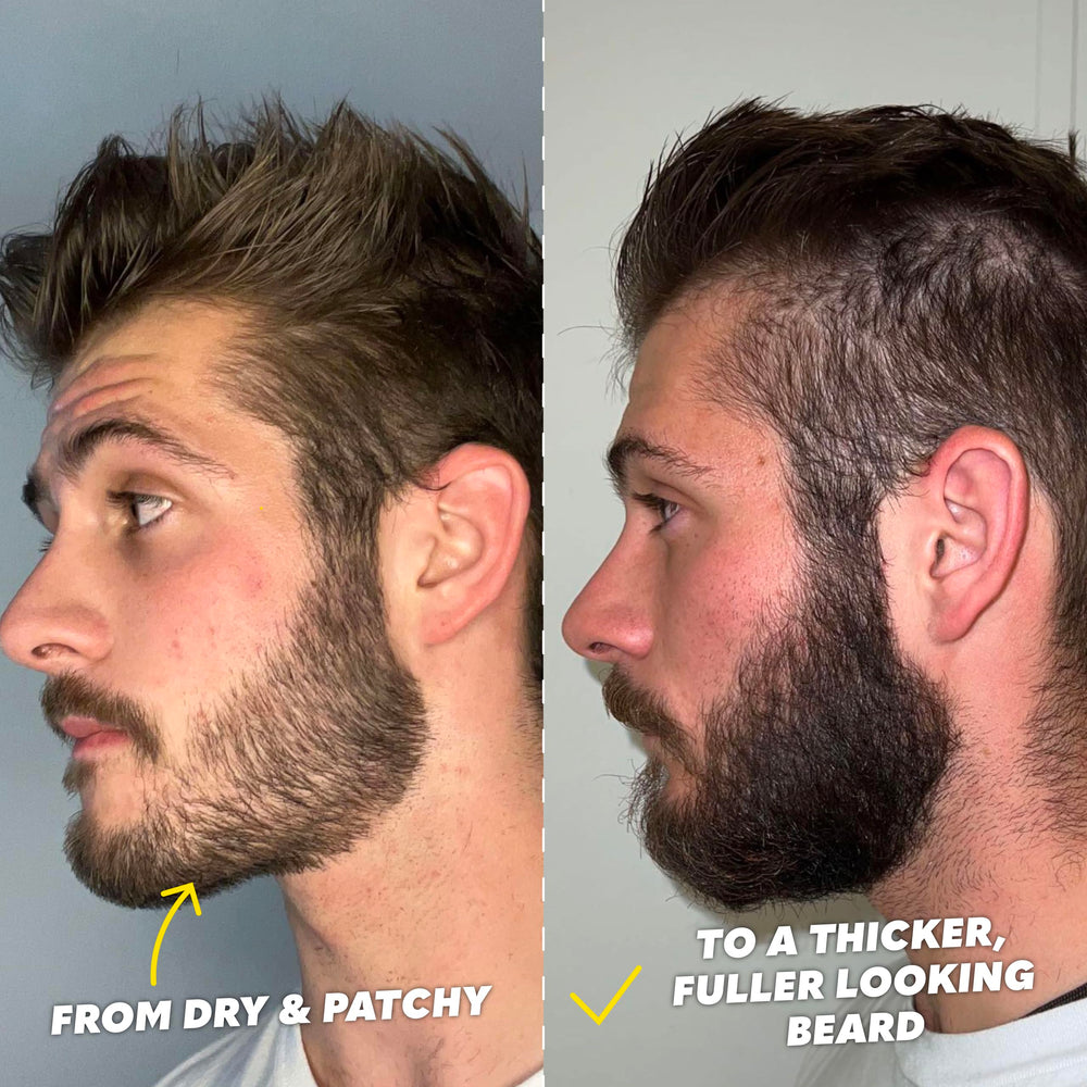 The Beard Club Beard Brush distributing oil evenly for softer facial hair
