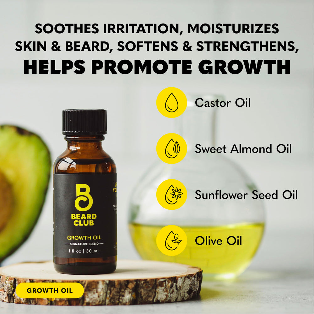 The Beard Club Growth Vitamins bottle with Biotin, B12, MSM and freshness