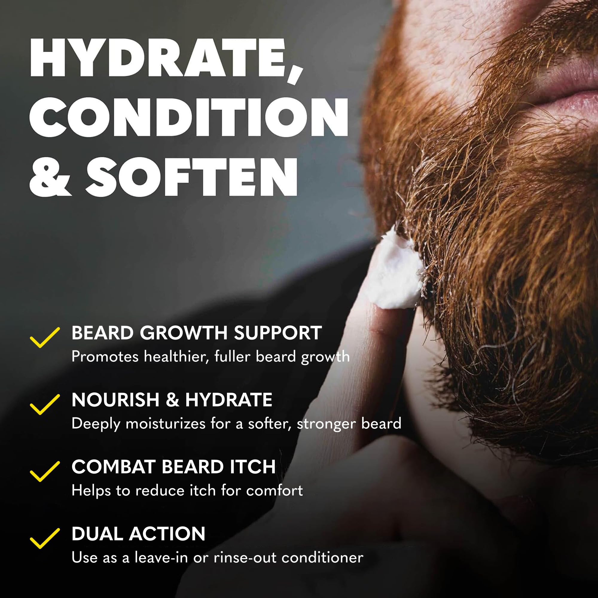 The Beard Club Thickening Leave-In Conditioner cream texture closeup, offers smooth, non-greasy conditioning.