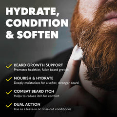 The Beard Club Thickening Leave-In Conditioner cream texture closeup, offers smooth, non-greasy conditioning.
