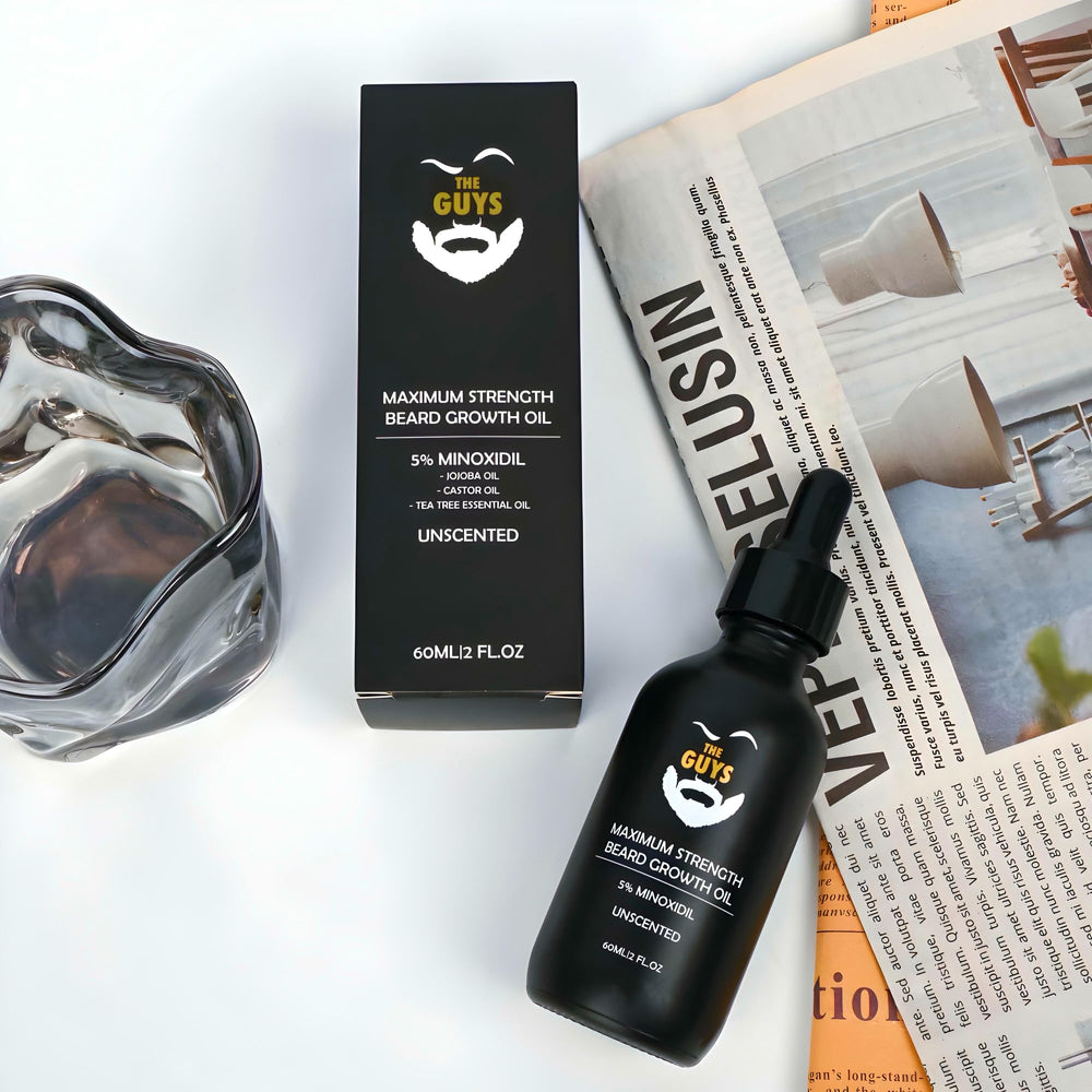 The Beard Guys Minoxidil dropper enables precise daily application.