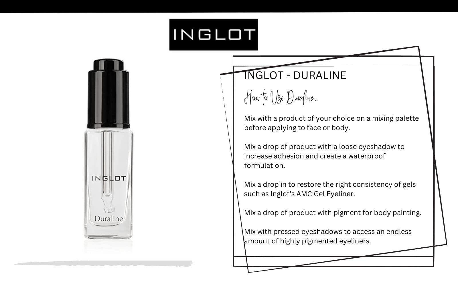 The Beauty Box INGLOT Duraline drops used to extend makeup wear.