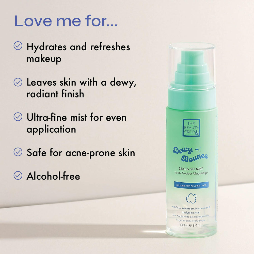 The Beauty Crop mist spray offers even, lightweight setting.