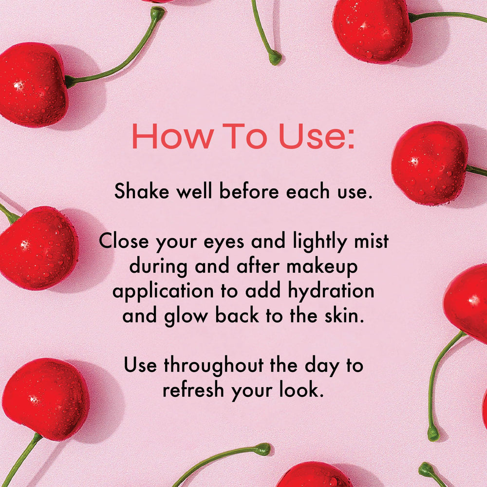 Mist applied to skin delivering a fresh, dewy look