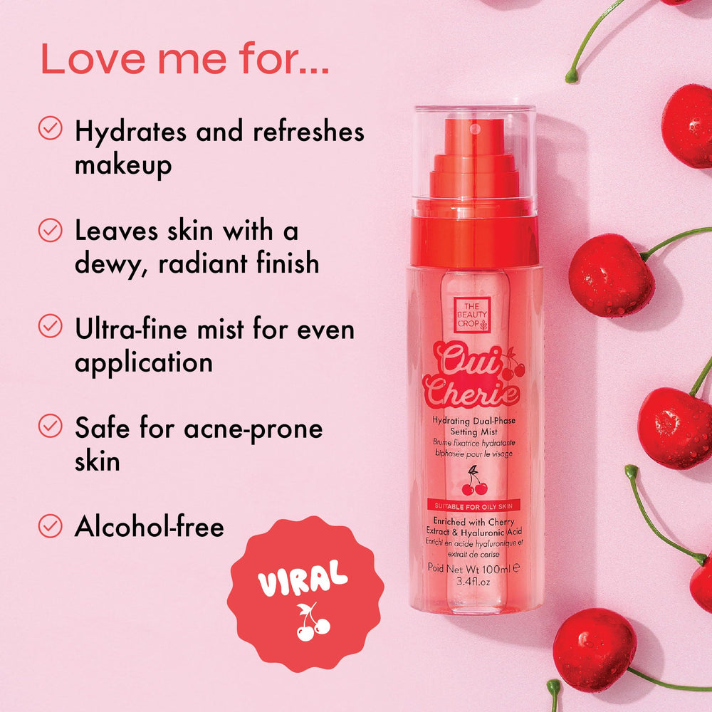 Oui Cherie Mist spray nozzle in action for even application and hydration