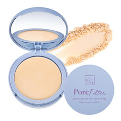 The Beauty Crop PoreFilter pressed powder compact in Banana for shine-free, pore-blurring finish