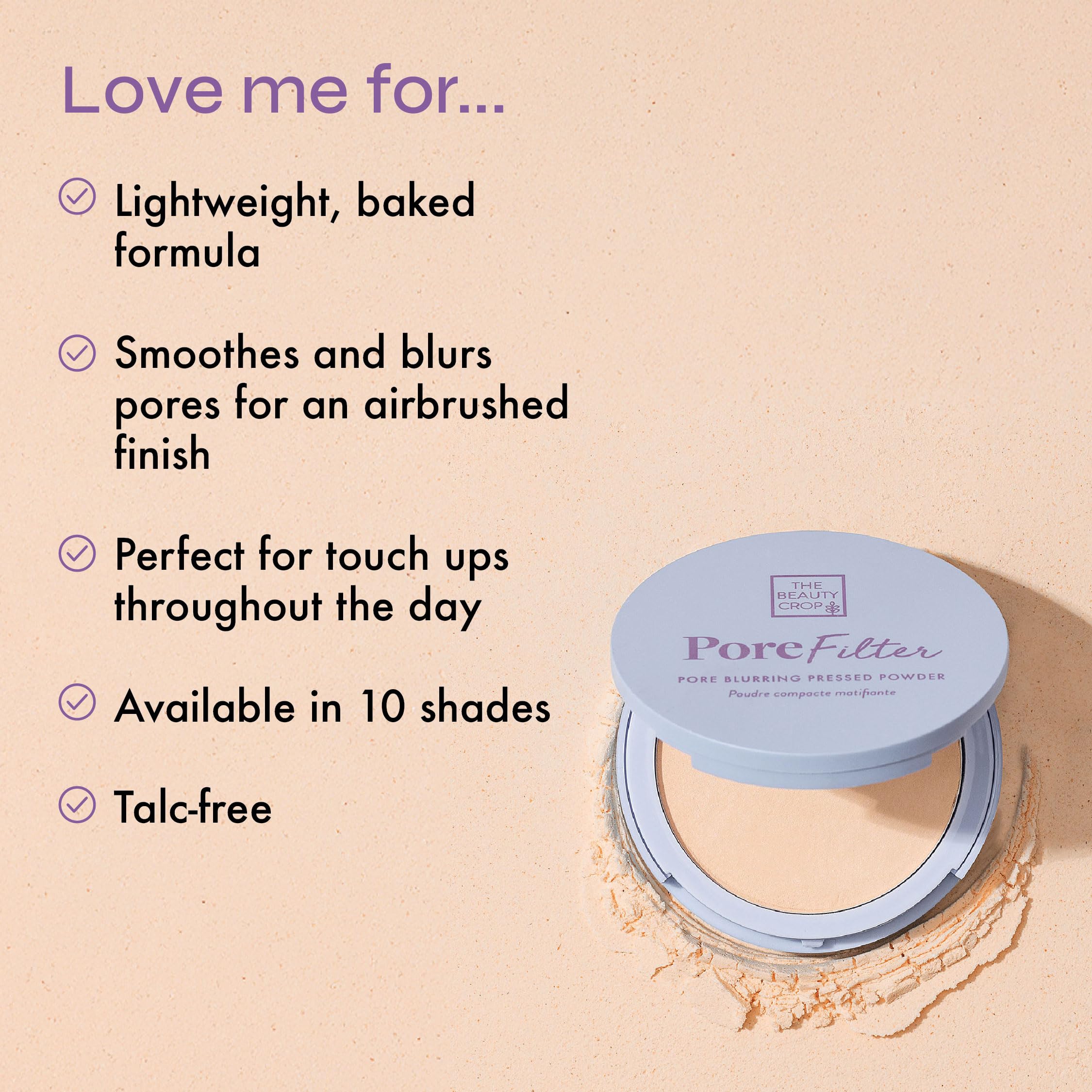 Close-up of texture showing smooth, finely milled powder for blending