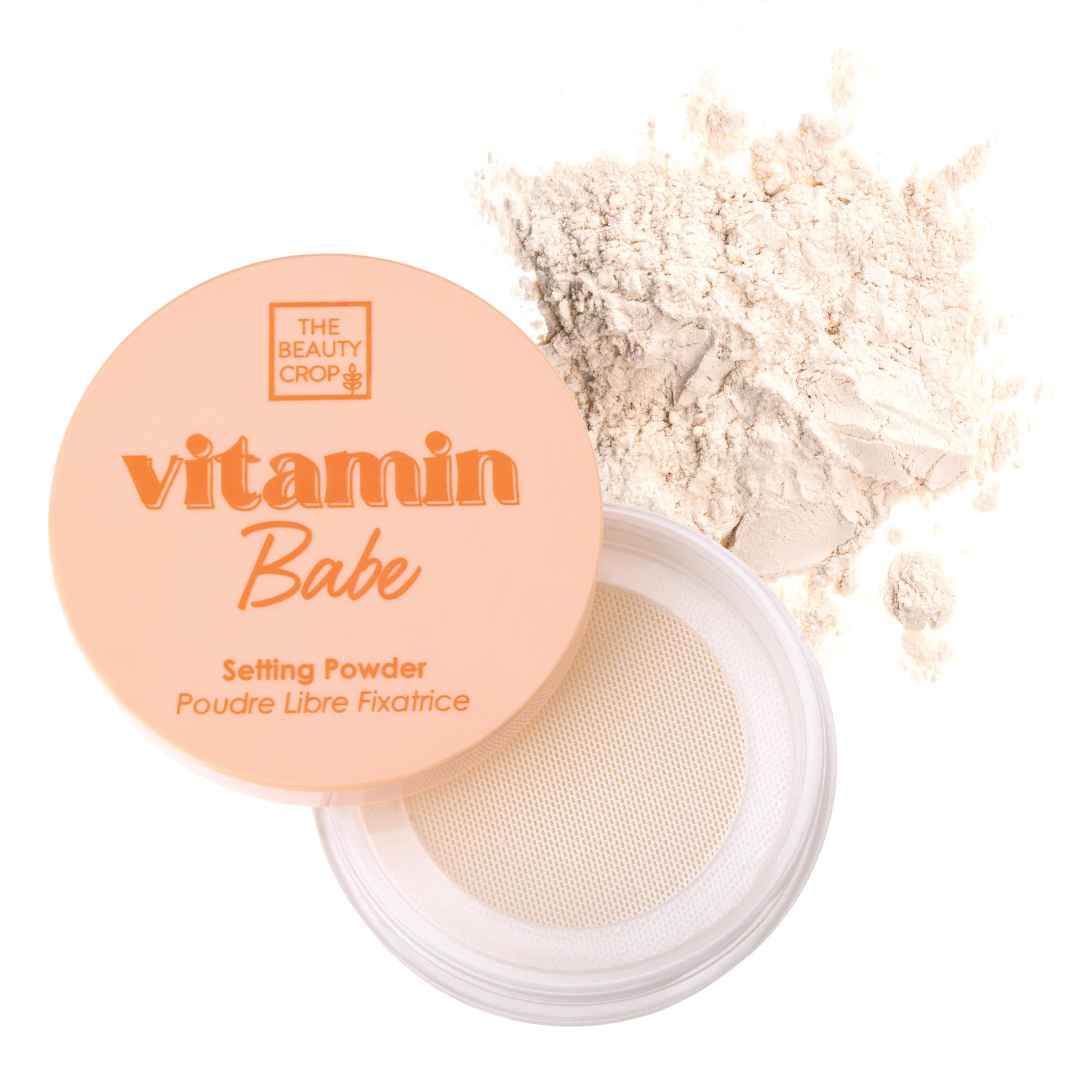 The Beauty Crop Vitamin Babe Setting Powder bottle delivers translucent, oil-control finish for all-day wear.