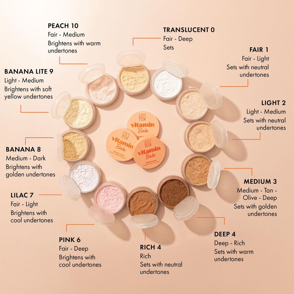 The Beauty Crop Vitamin Babe Setting Powder includes a puff for on-the-go touch-ups.