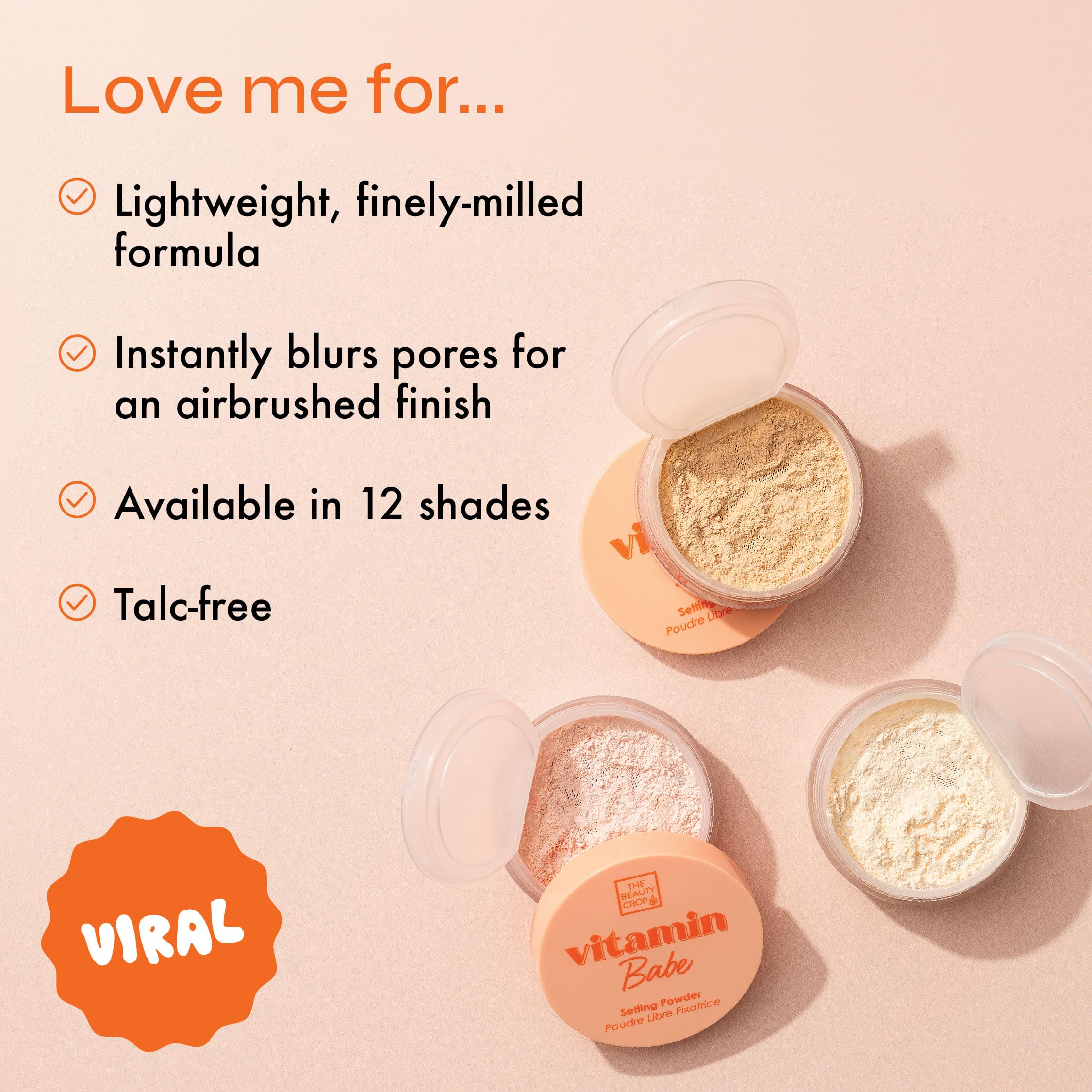 The Beauty Crop Vitamin Babe Setting Powder puff for quick on-the-go touch-ups.