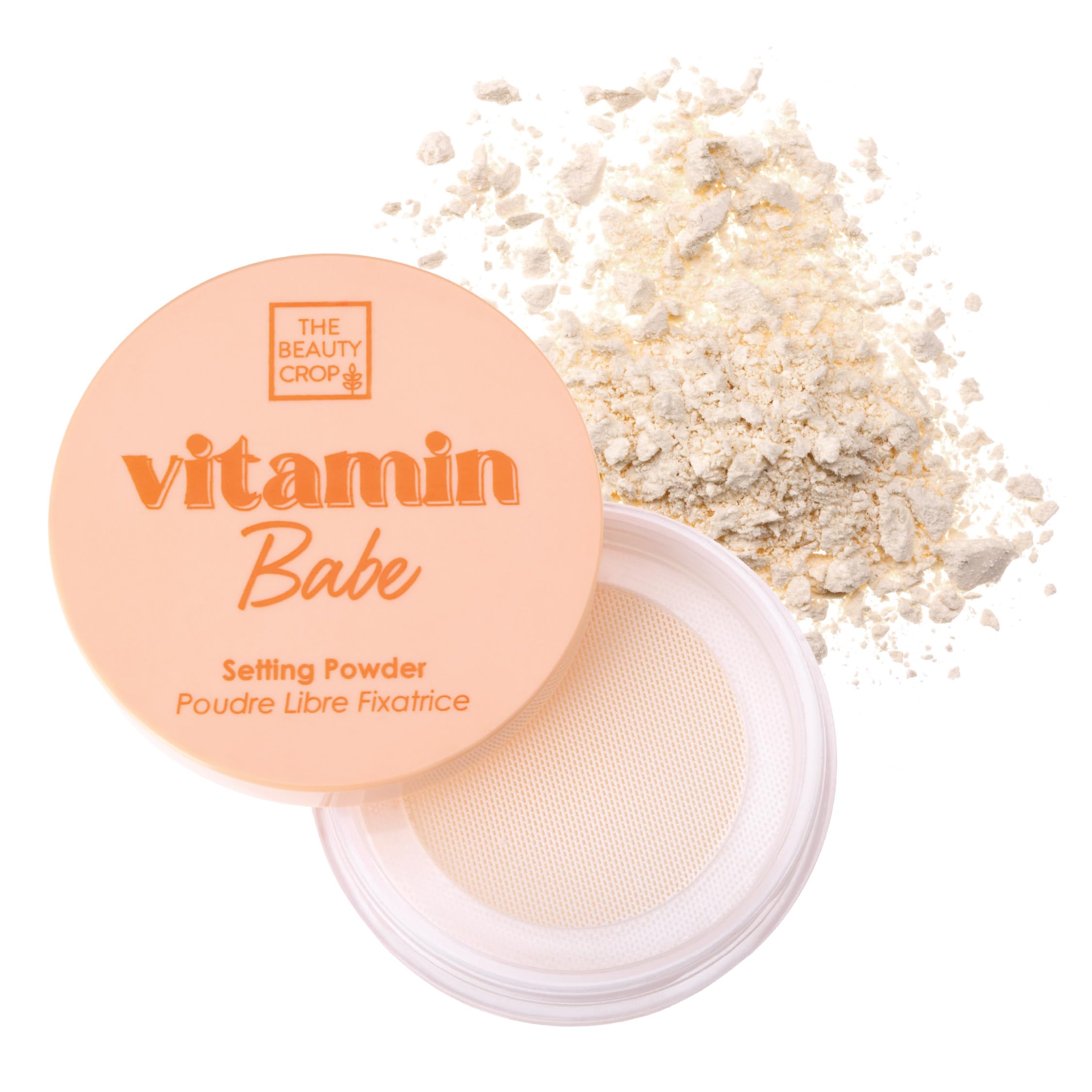 The Beauty Crop Vitamin Babe Setting Powder with puff for on-the-go touch-ups.