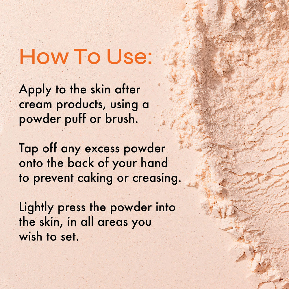The Beauty Crop Vitamin Babe Setting Powder texture highlights talc-free, lightweight feel.