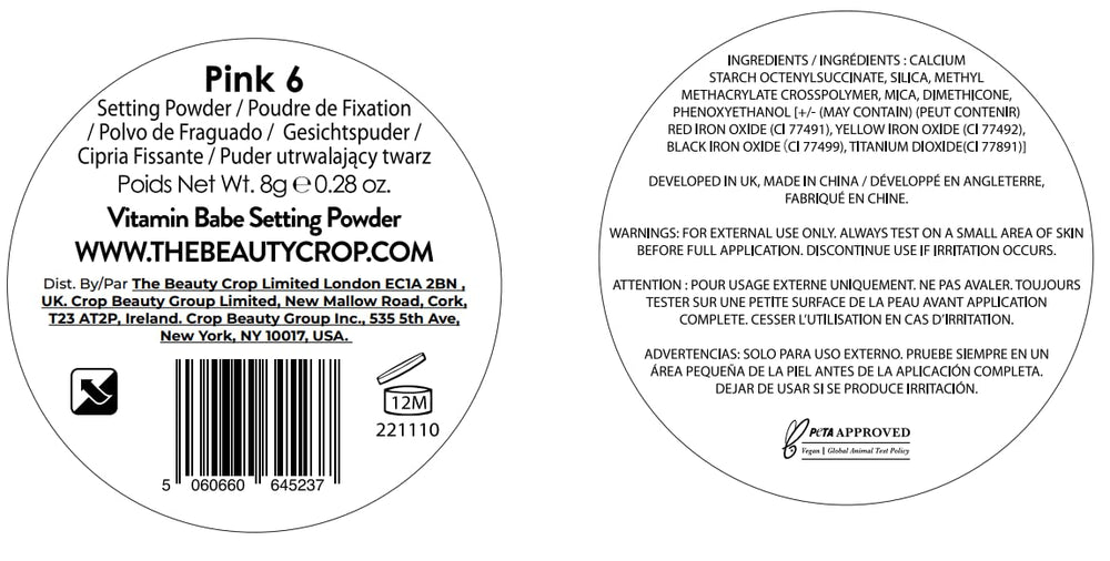 The Beauty Crop Vitamin Babe Setting Powder enhances makeup across looks.