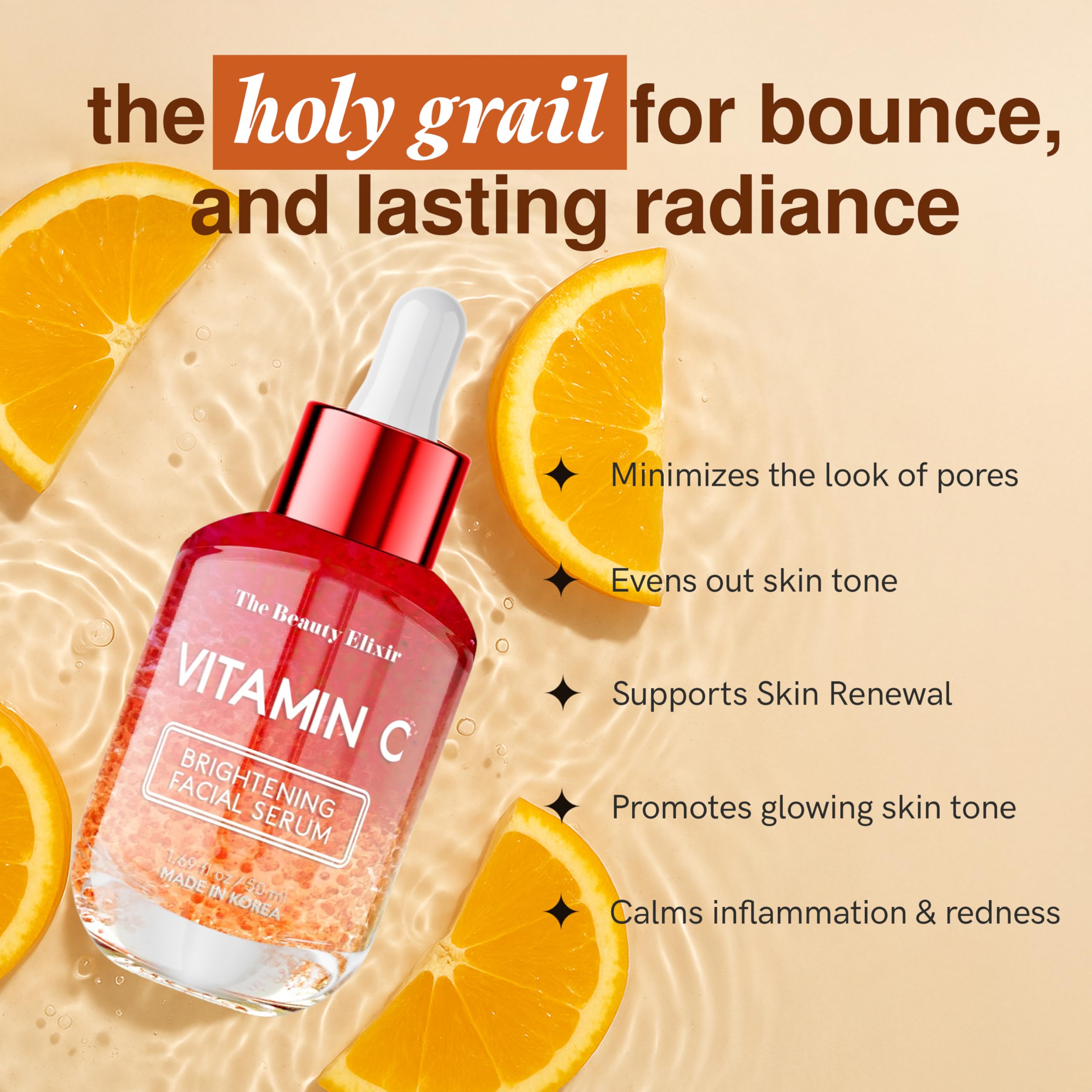 The Beauty Elixir Vitamin C Serum dropper for precise application and even tone.