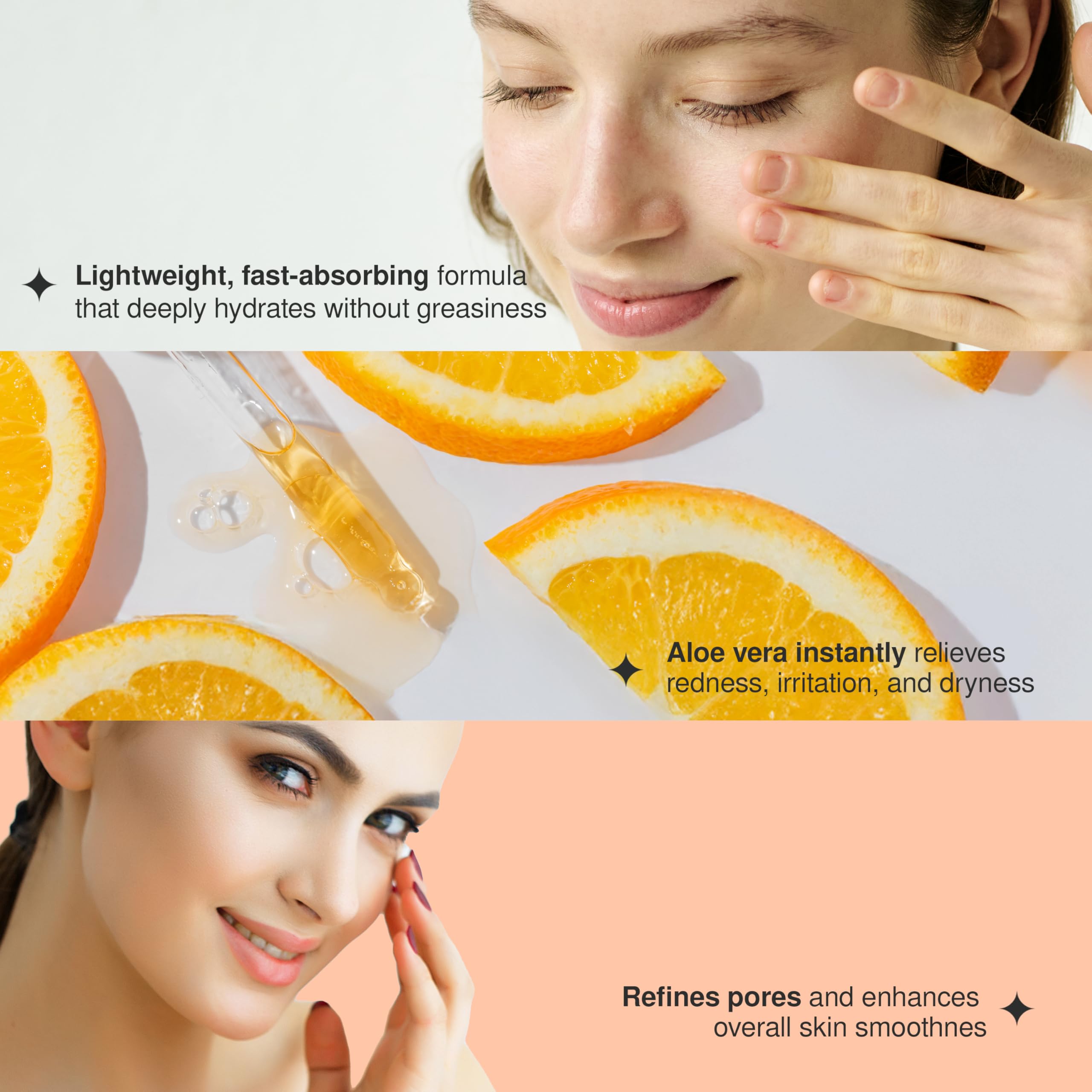 The Beauty Elixir Vitamin C Serum finished skin appearance hints at radiance and even tone.