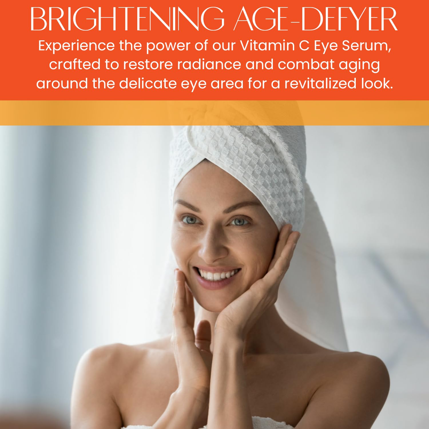 The Beauty Standard Vitamin C Under Eye Serum eye-area application demonstrated for soothing use