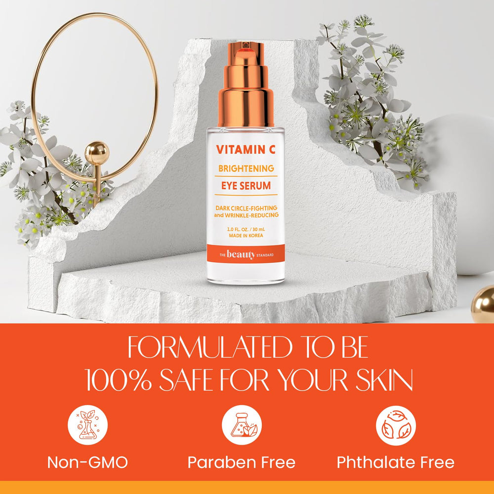 The Beauty Standard Vitamin C Under Eye Serum packaging elegance in premium Korean skincare