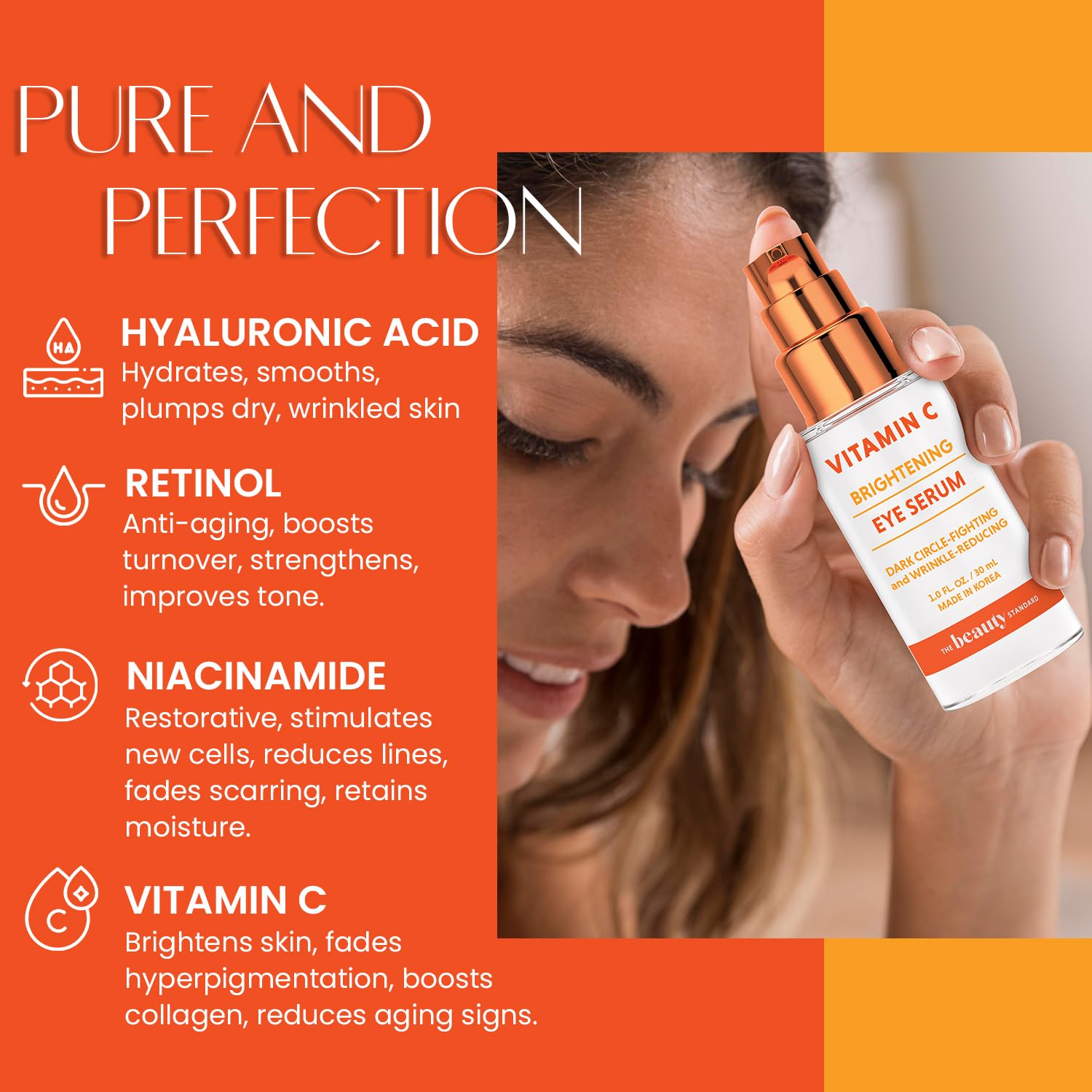 The Beauty Standard Vitamin C Under Eye Serum texture swirl highlights lightweight hydration