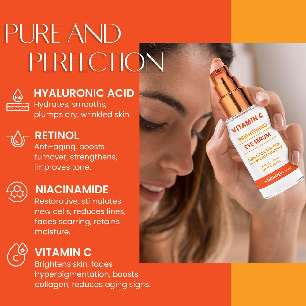 The Beauty Standard Vitamin C Under Eye Serum texture swirl highlights lightweight hydration