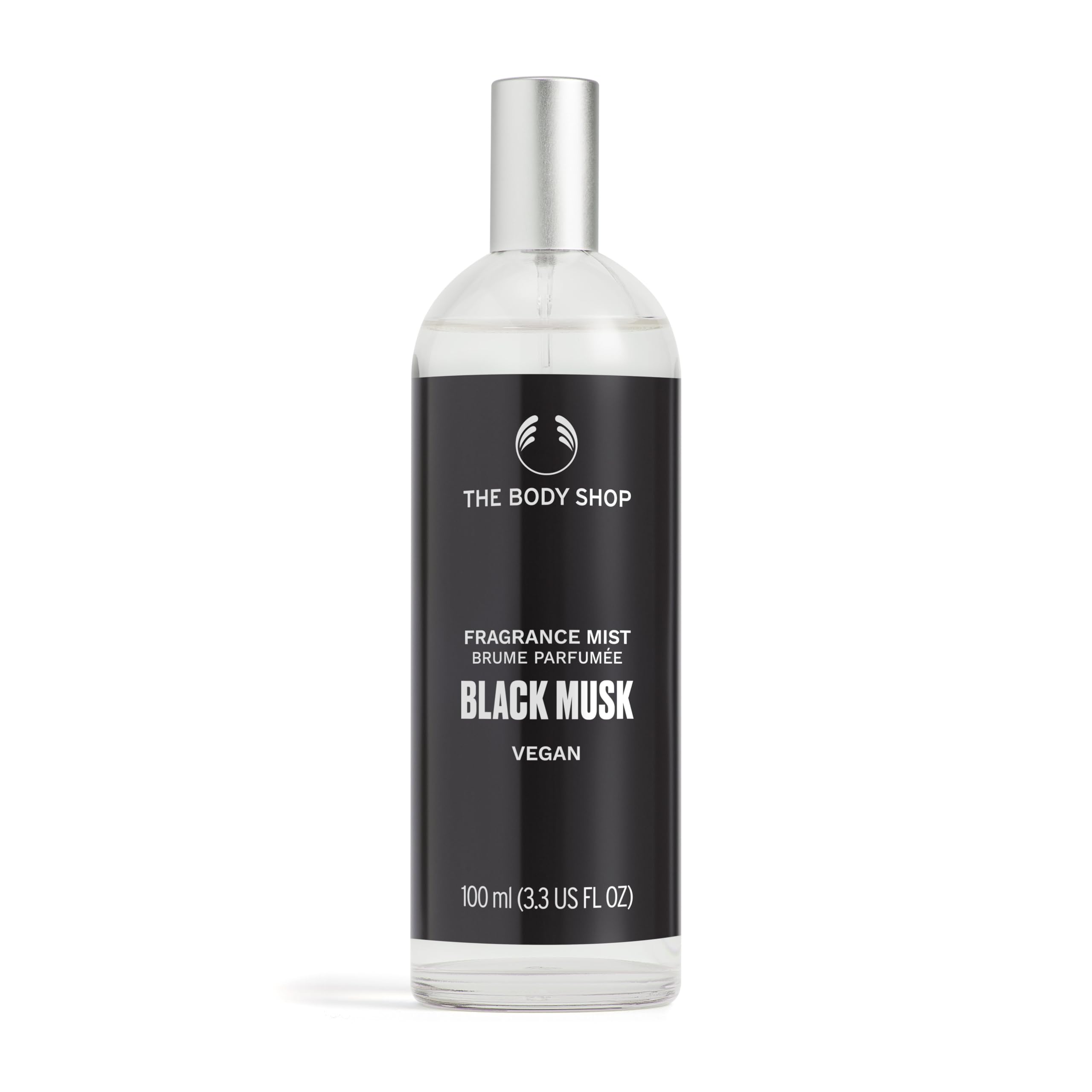 The Body Shop Black Musk Fragrance Mist bottle offers a light, refreshing aroma for daily wear.