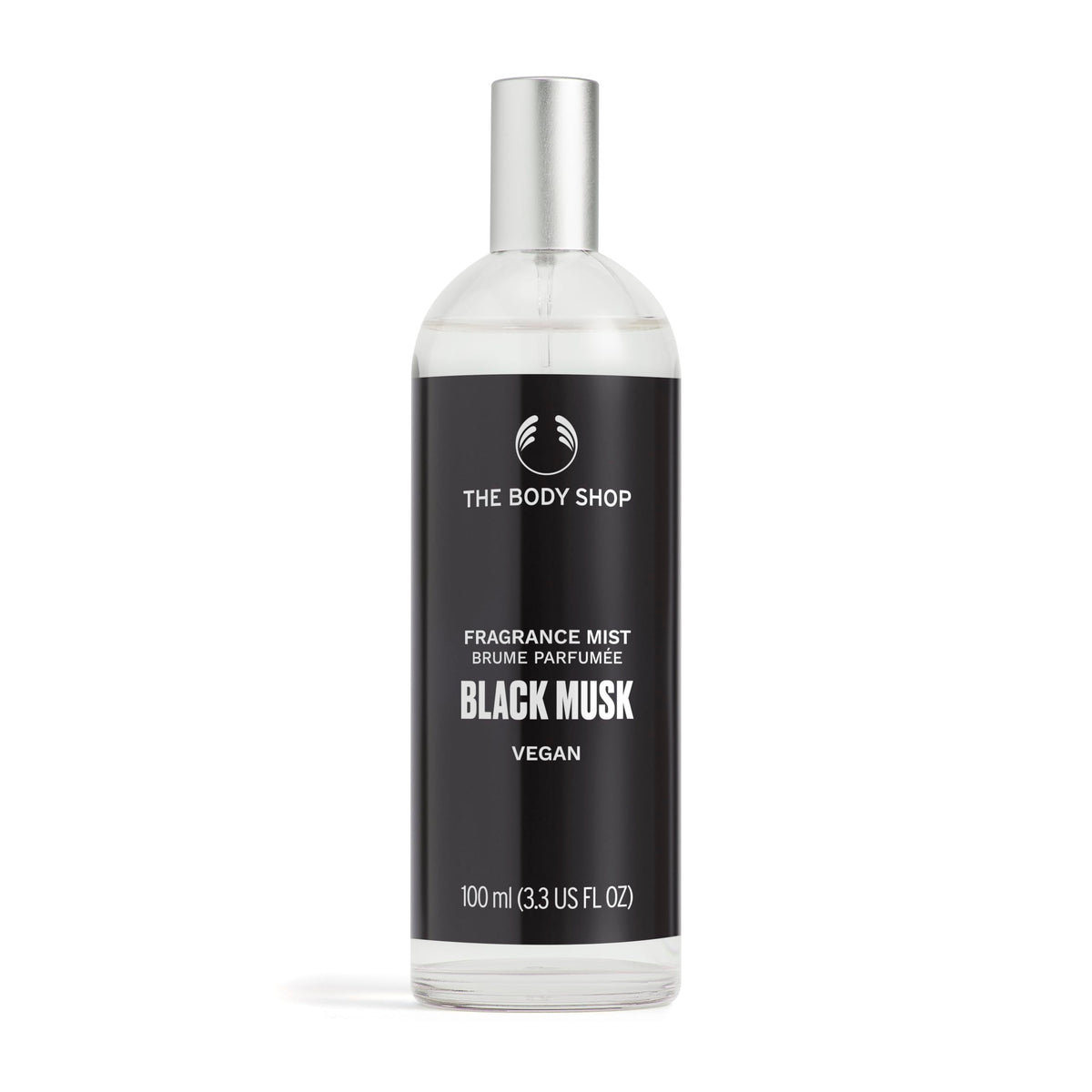 The Body Shop Black Musk Fragrance Mist bottle offers a light, refreshing aroma for daily wear.