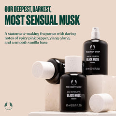 The Body Shop Black Musk Fragrance Mist packaging ready for travel and gifting.