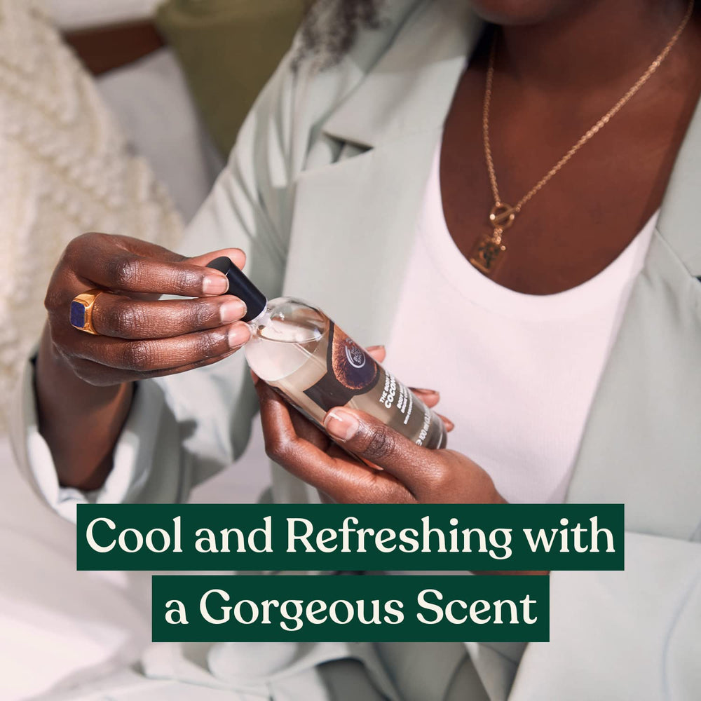 Packaging close-up illustrates travel-friendly bottle ideal for handbag spritzes.