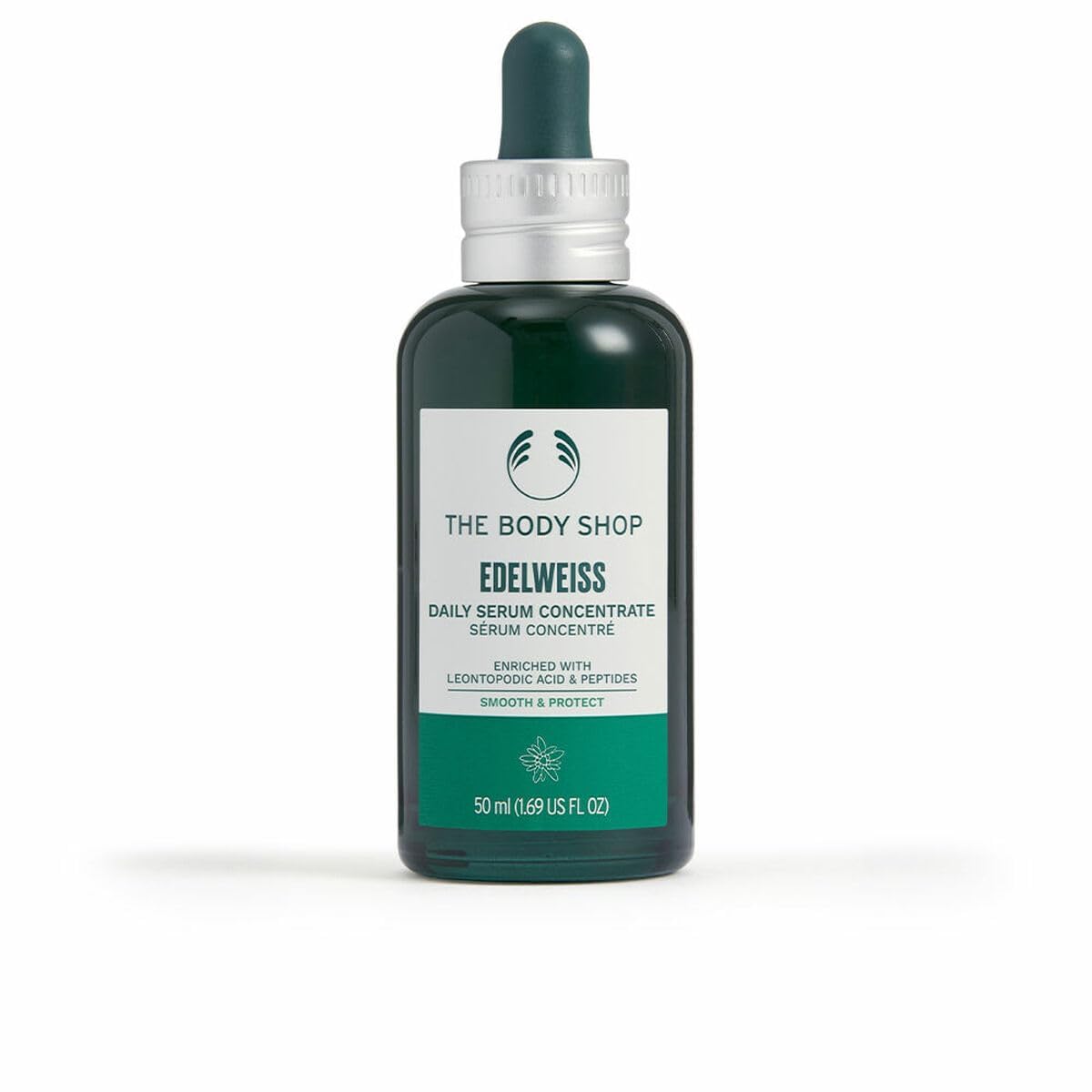 The Body Shop Edelweiss Daily Serum Concentrate bottle showing hydrating mood