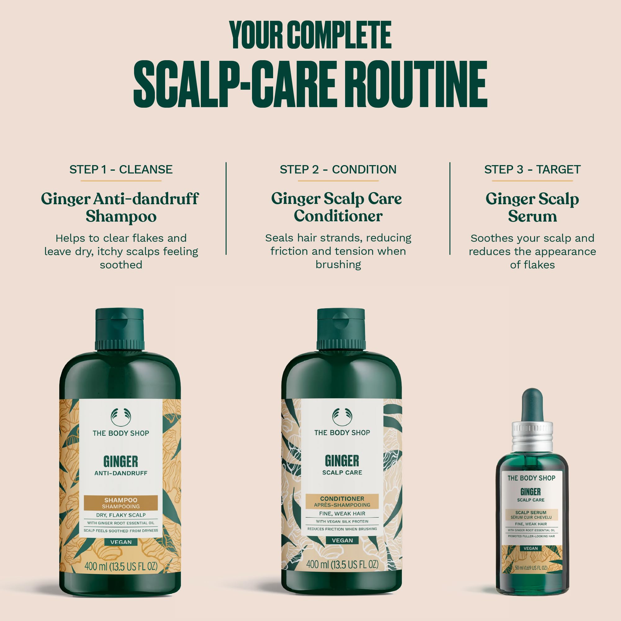 The Body Shop Madagascar ginger root oil highlights natural ingredient sourcing.