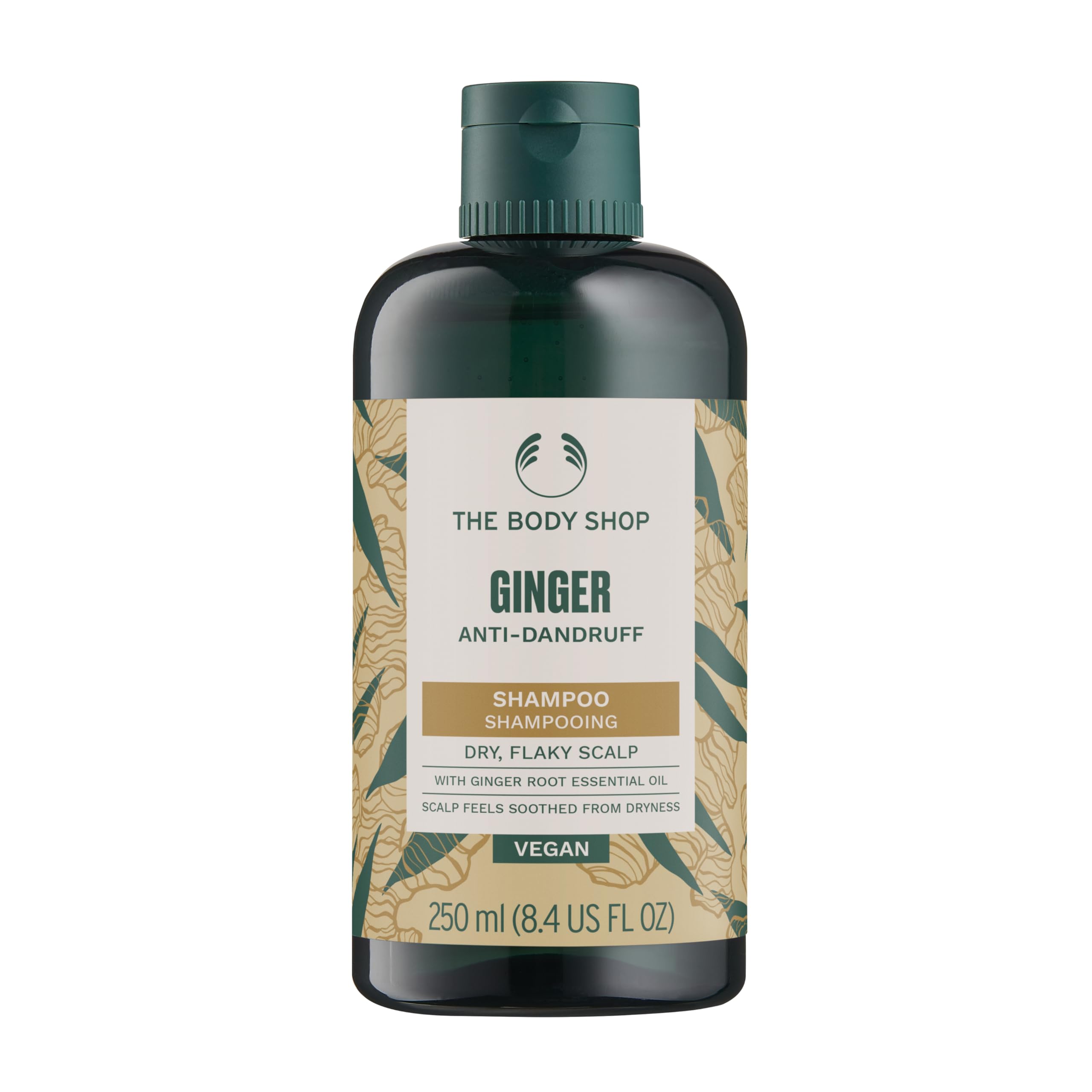 The Body Shop Ginger Scalp Care Shampoo bottle refreshing the scalp