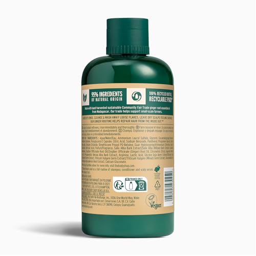 The Body Shop Ginger Scalp Care Shampoo with ginger oil close-up