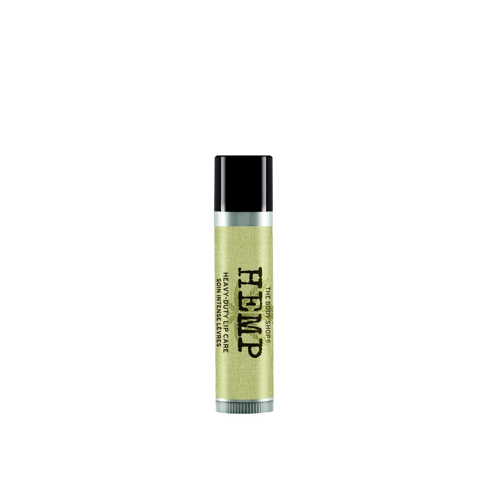 The Body Shop Hemp Heavy Duty Lip Care packaging showing sturdy tube and branding for durable protection