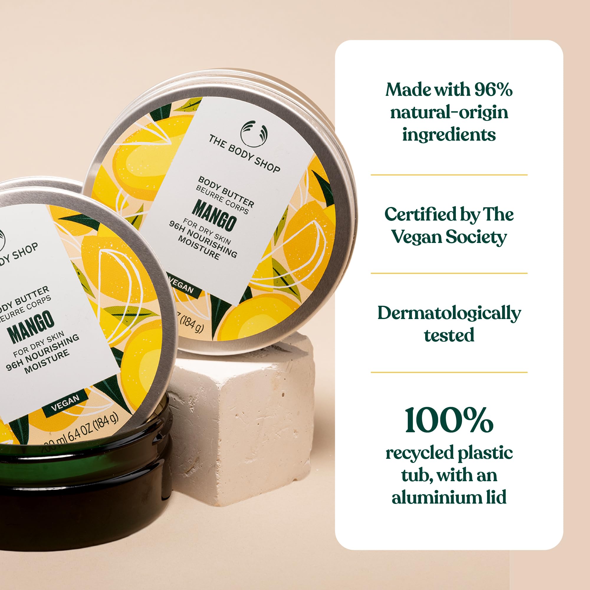 Juicy mango fragrance enhances self-care moments with The Body Shop Mango Body Butter.