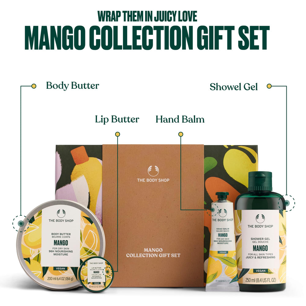 The Body Shop Mango Body Butter tub delivering creamy hydration for smooth skin.