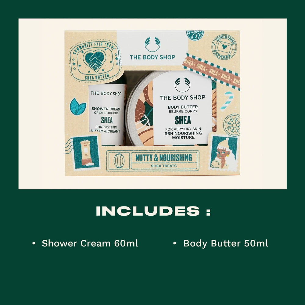 The Body Shop Nutty & Nourishing Shea Gift Set ready for gifting and daily pampering