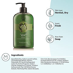 The Body Shop Olive Shower Gel bottle on shelf ready for daily use.
