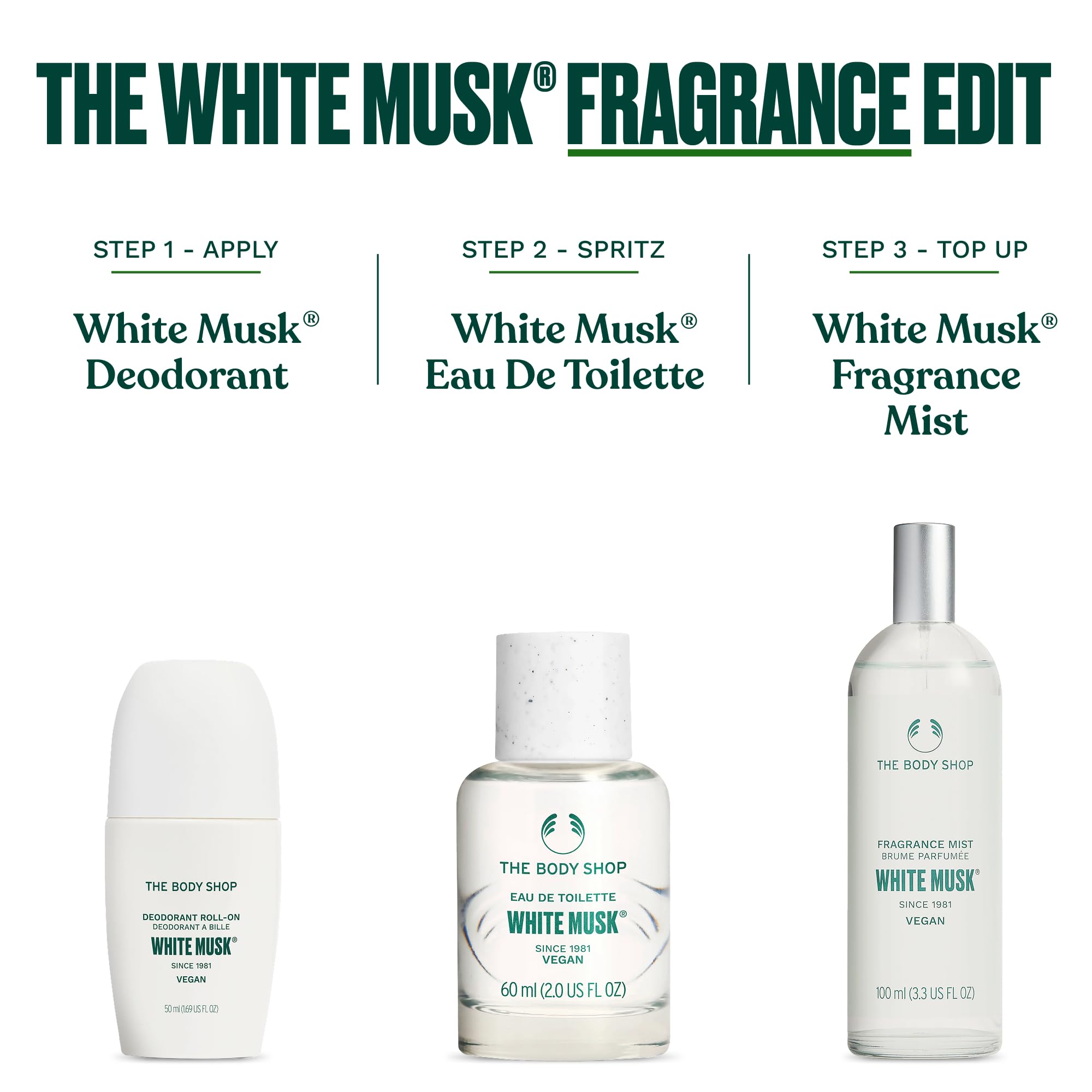 The Body Shop White Musk deodorant in a travel-friendly case for on-the-go use