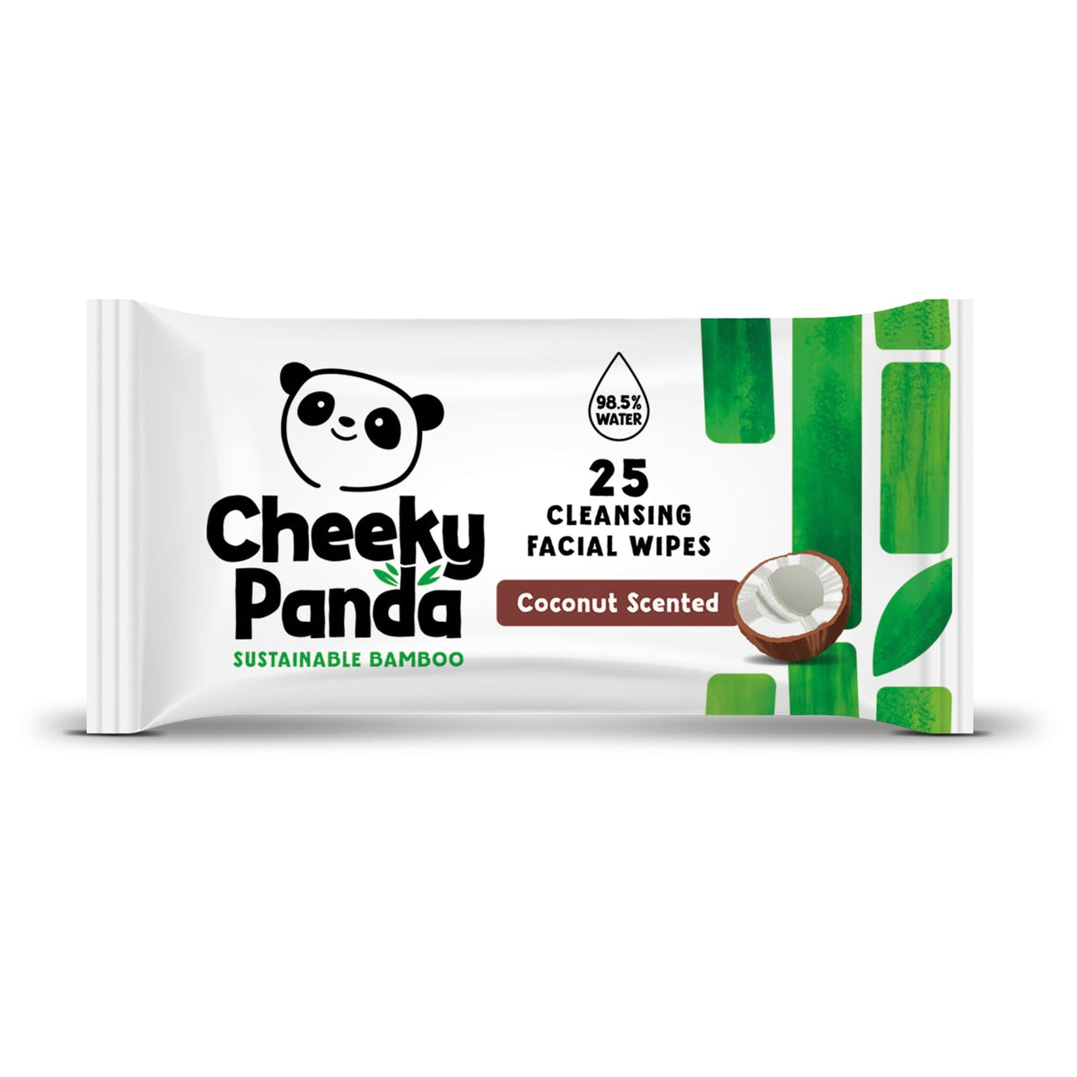 The Cheeky Panda face wipes bulk pack front pack for quick, gentle makeup removal anywhere.