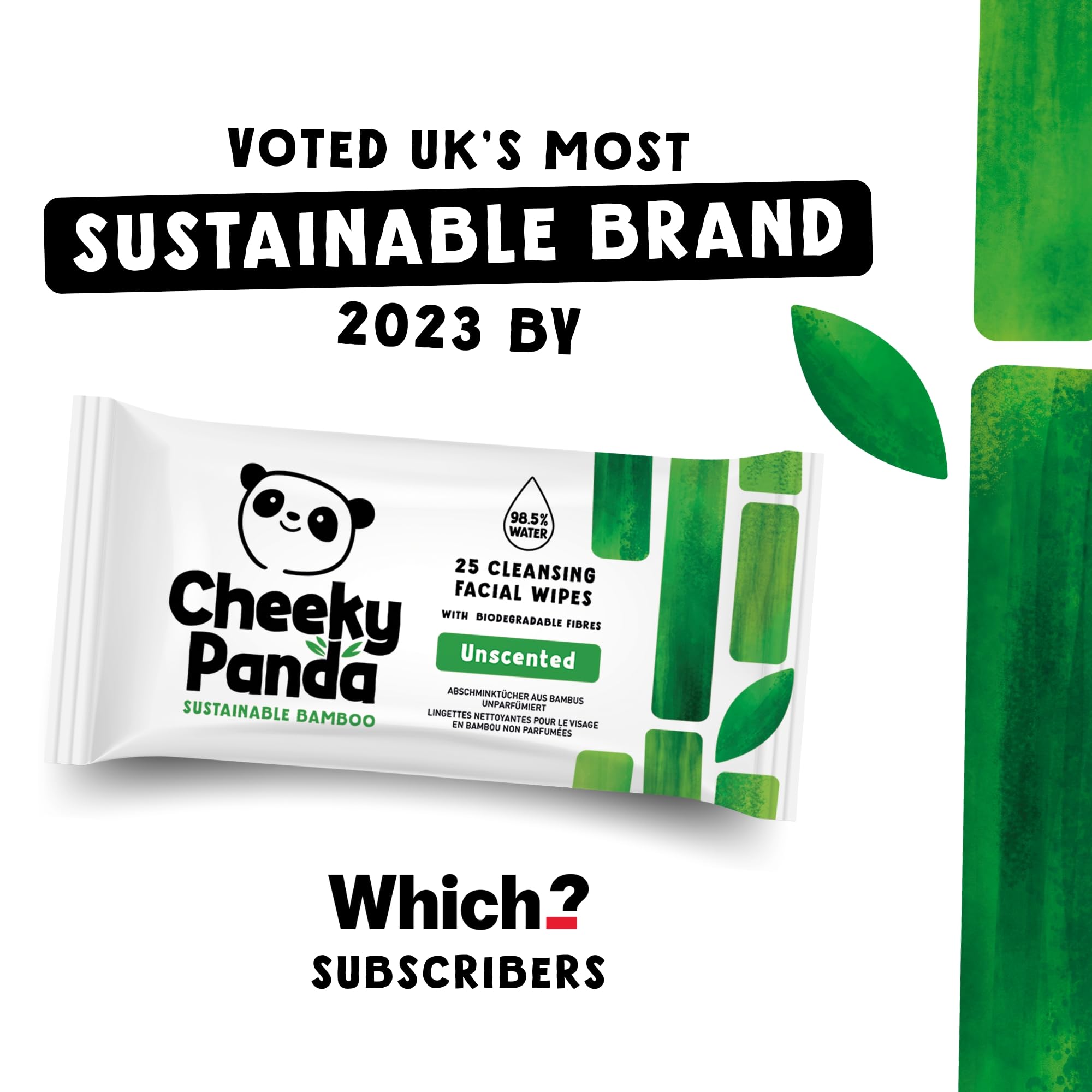 Flushable feature depicted on The Cheeky Panda wipes for eco-friendly disposal.