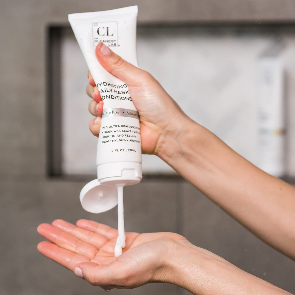The Cleanest Lab treatment before and after on damaged hair, showing improvement.