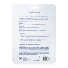 The Crème Shop Eye Patches application close-up shows revitalized look with gentle hydration.