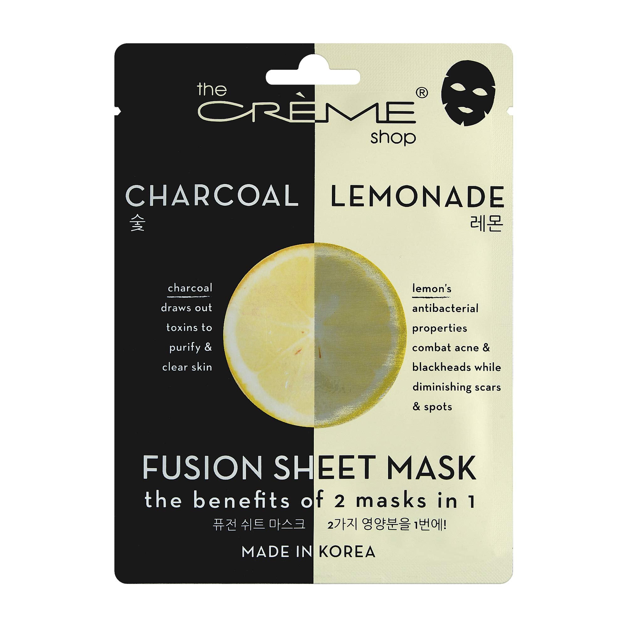 The Crème Shop Fusion Face Mask with charcoal and lemon purifies pores and brightens skin.