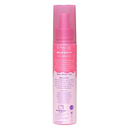 Hello Kitty setting spray with diamond glow for long-lasting radiance.