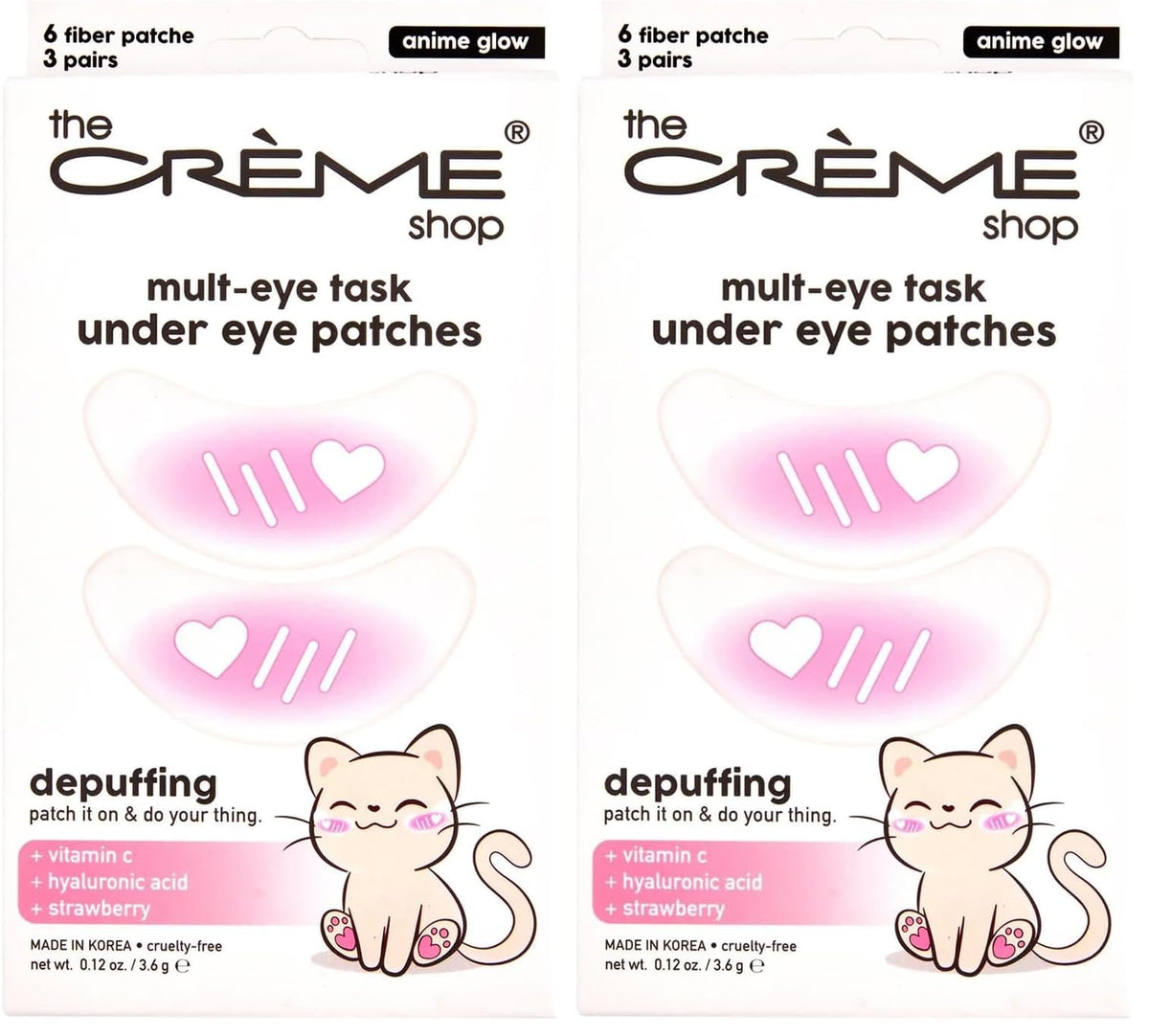 The Crème Shop Mult-Eye Task Under Eye Patches Anime Glow pack 2 smooths puffiness for refreshed eyes