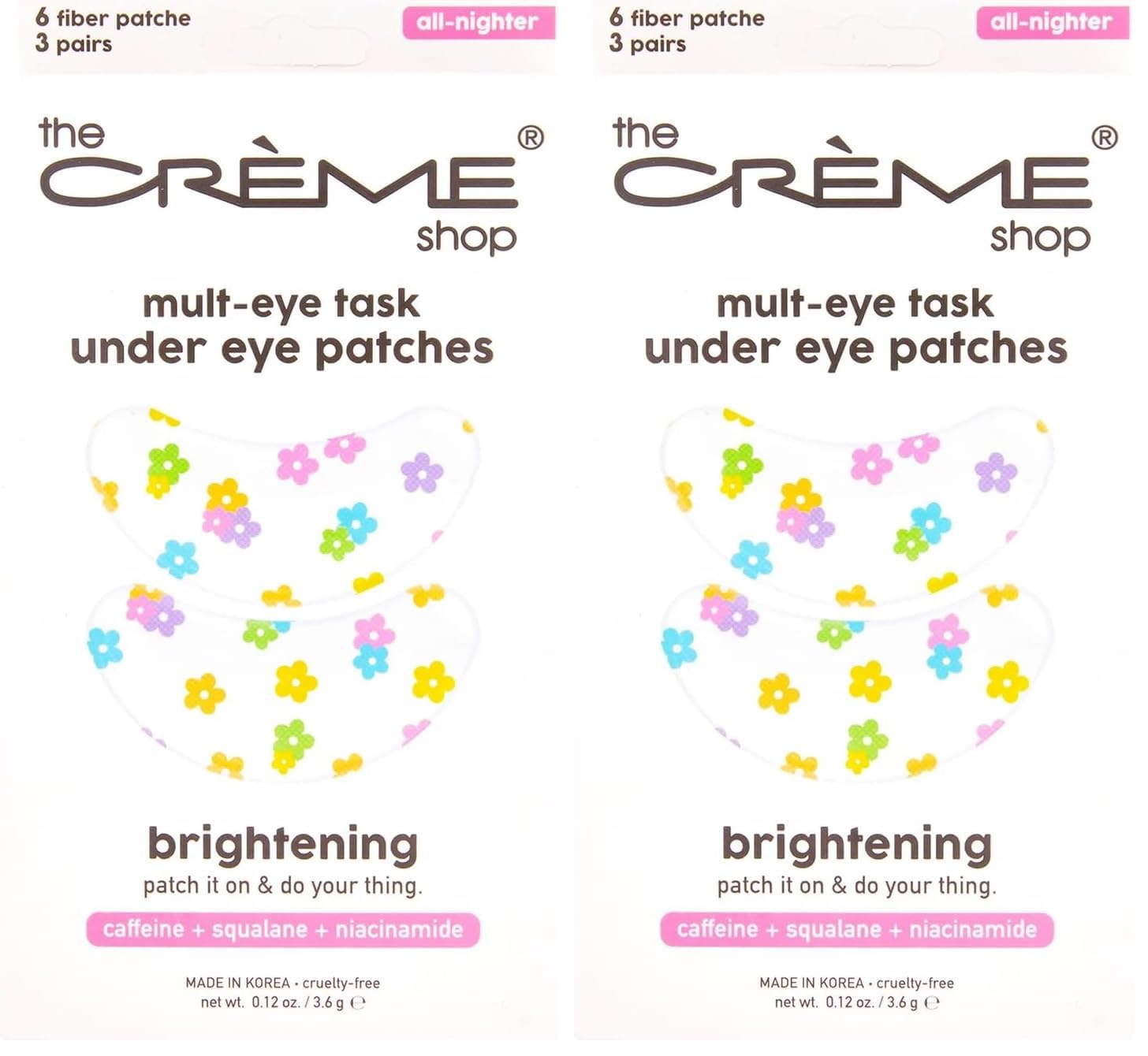The Crème Shop Mult-Eye Task Under Eye Patches brighten dark circles with vitamin C and hyaluronic acid.