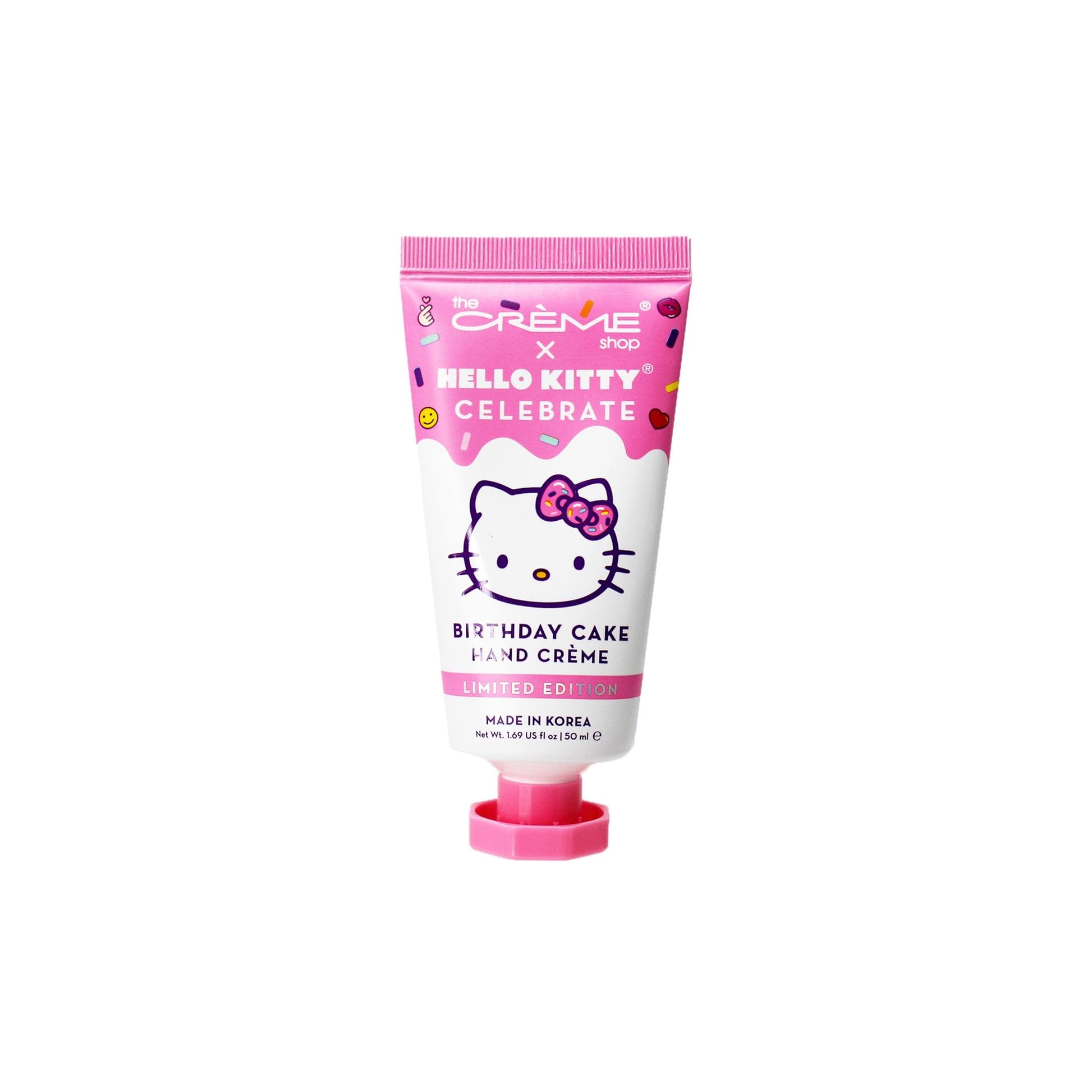 The Crème Shop x Sanrio Hello Kitty Birthday Cake hand crème for soft, nourished hands.